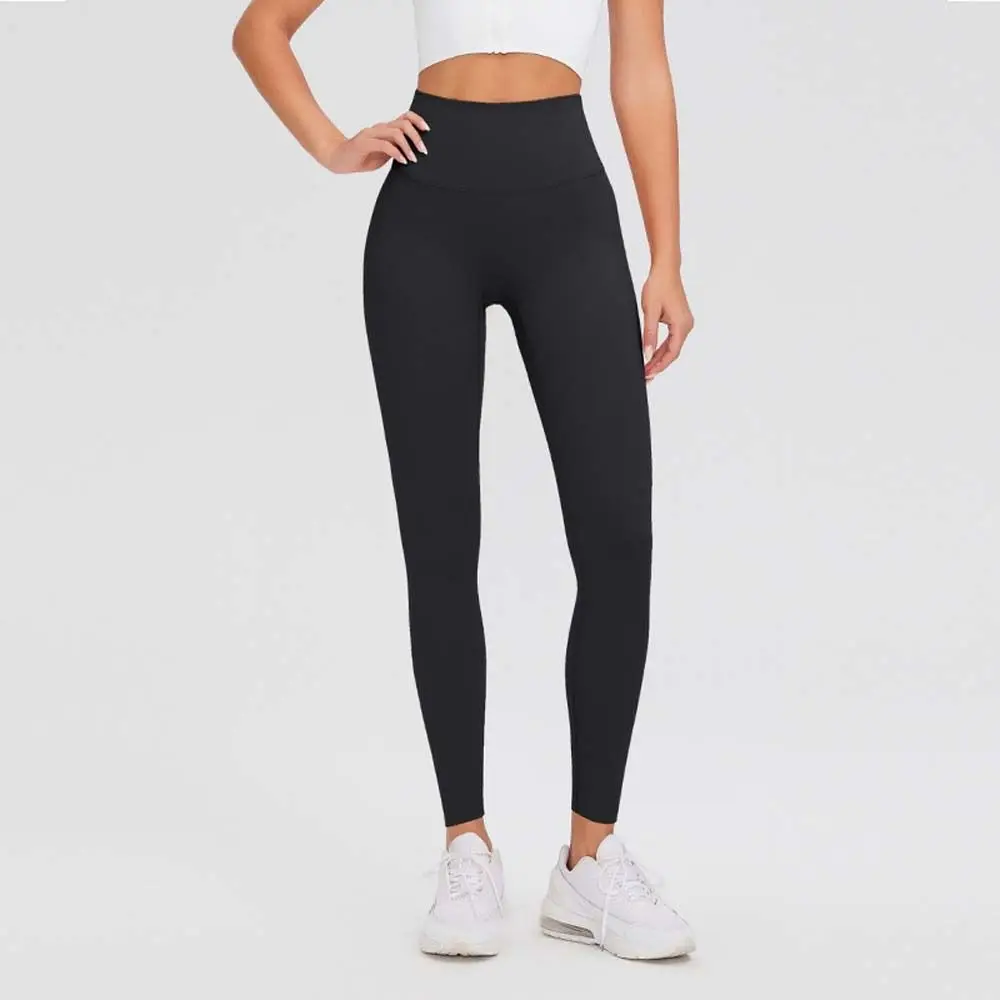 Leggings scolpiti Pantaloni lunghi da yoga elastici da donna Pantaloni lunghi da yoga sportivi neri a vita alta con controllo della pancia