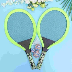 Tennis Racket Set Durable Handle Badminton Rackets Game Beach Toys for Children Outdoor Game Oval Green