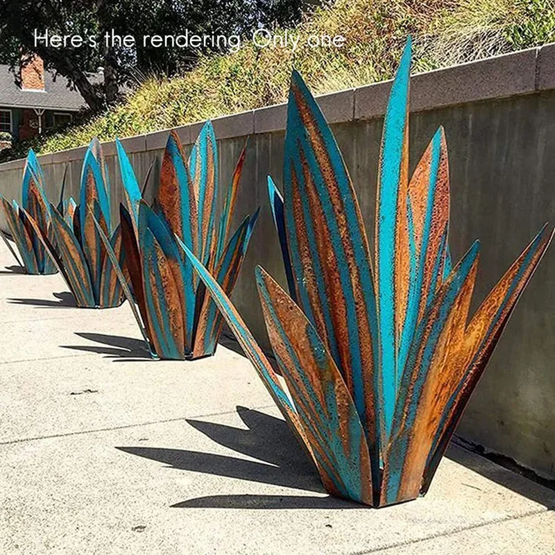 데킬라 소박한 용설란 식물, 손으로 그린 금속 용설란, 정원 마당 예술 장식, 조각상 홈 데코