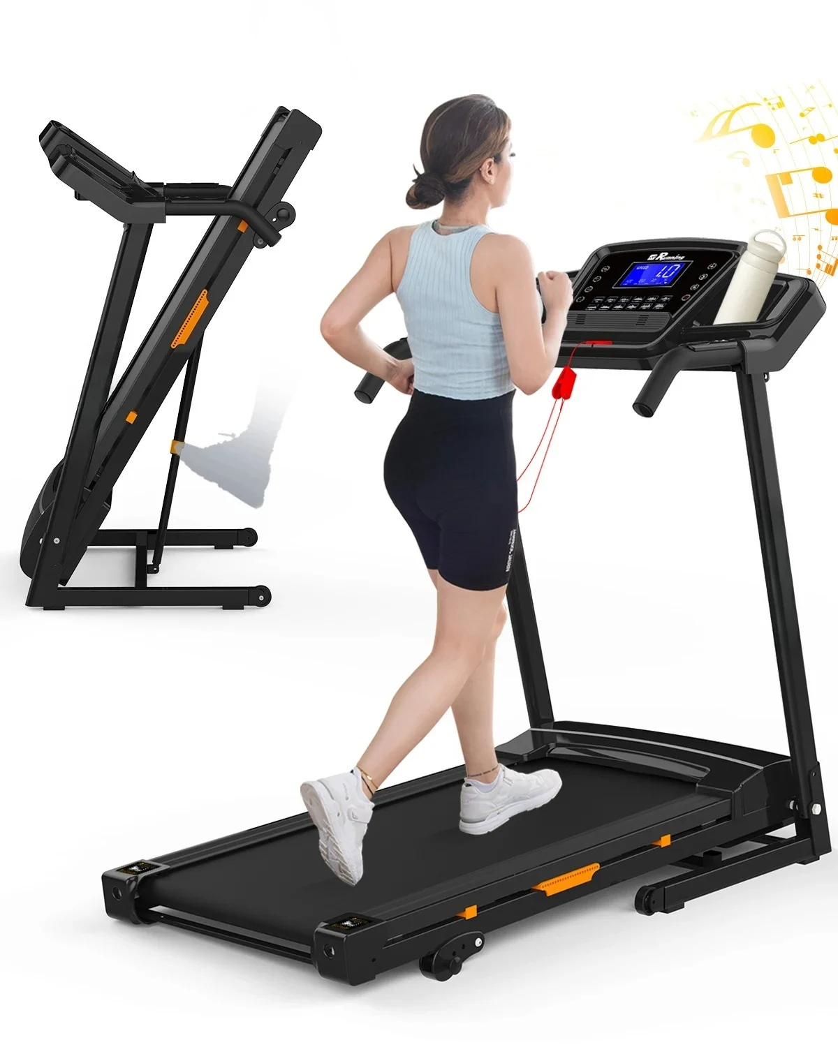 

Ready to Ship Cheap Home Use Foldable Electric Treadmill with Incline, Bluetooth Speaker and Fitshow APP Support With Bluetooth