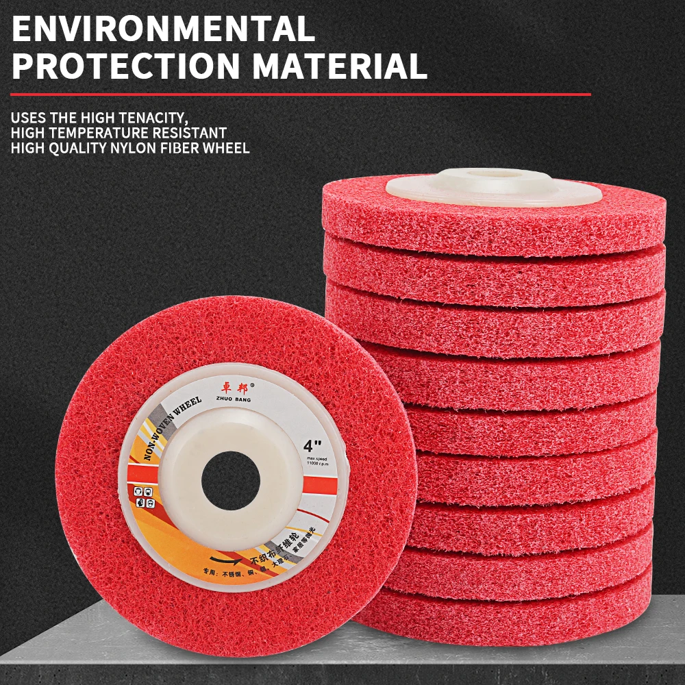 2 stücke 100mm Nylon Faser Rad Schleifen Pad Winkel Grinder Vlies Schleif Disc Für Metalle Holz Handwerk Polieren Cheaning – Detail 4
