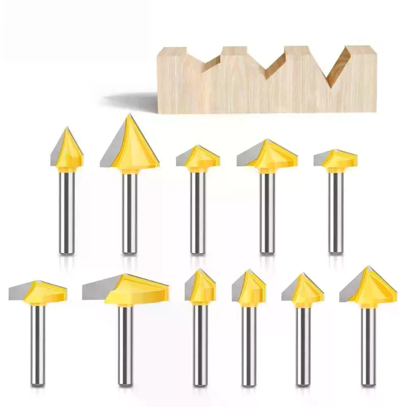 V Groove Router Bit Carbide Point V Shape Milling Cutter Wear Resistant Woodworking Engraving Carving Tool Sharp