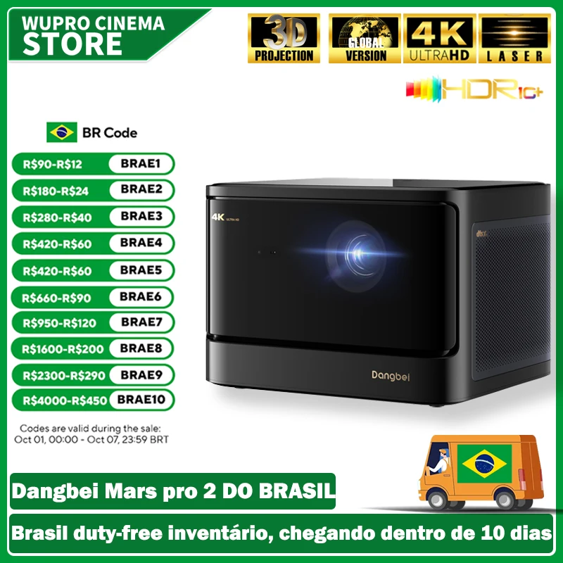 Dangbei mars pro 2 projetor nativo 4k hdr10 + dlp laser cinema 2450 iso lumen google tv android para casa versão global teatro