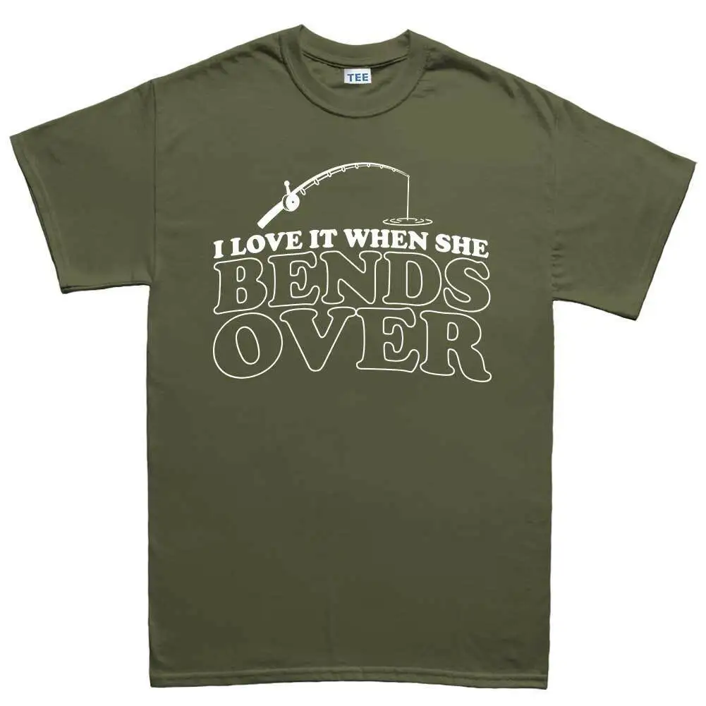 Mens Bends Over Fishing Bait Rod Carp Bass T shirt (Tee)