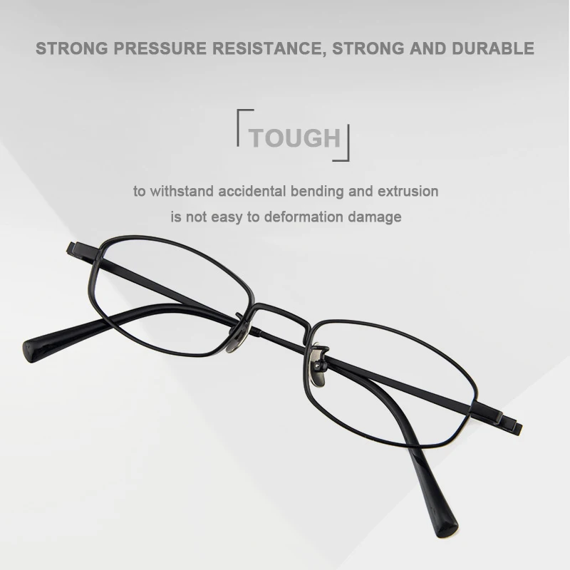 Titanium Eyeglasses Men Temperament Small Frame Business Casual Women Rectangular Fashion Spring Temple Small Face Spectacles