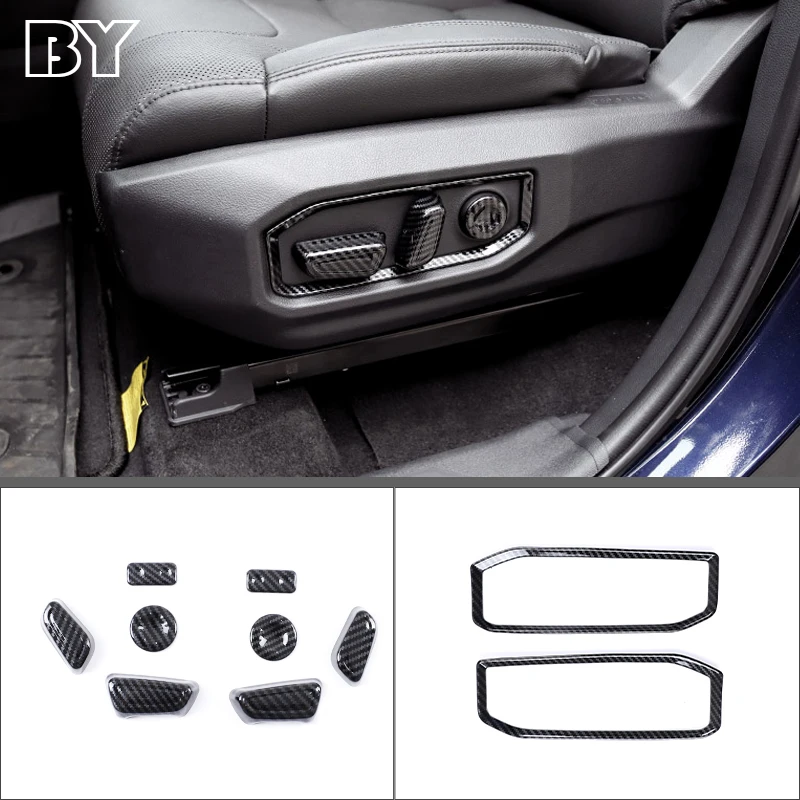 

8Pcs Carbon Fiber Interior Car Seat Adjustment Button Trim Sticker For Toyota Tundra 2022 2023 Auto Styling Accessories