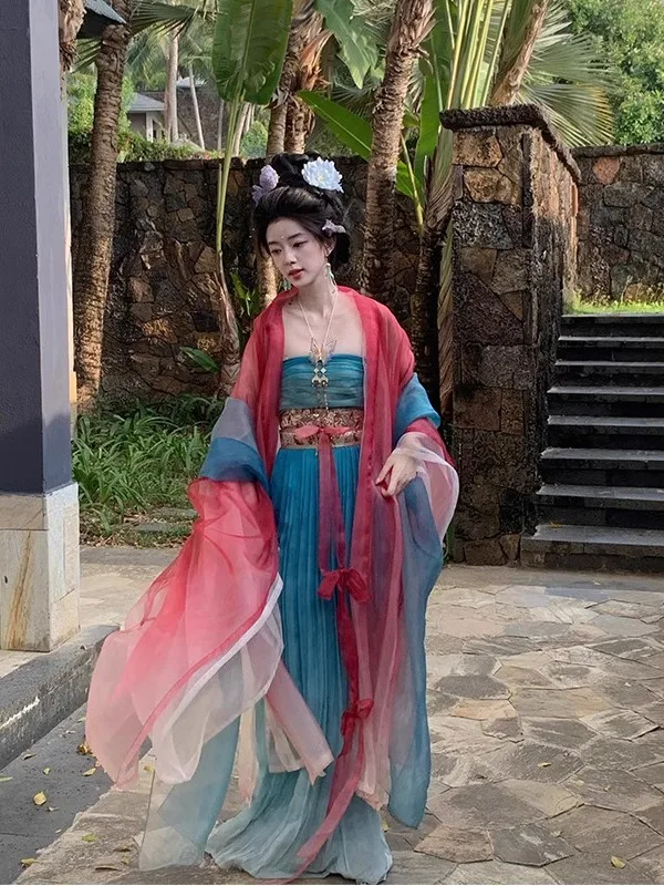 

Red Hanfu Suit Women's One-Piece Skirt Spring Summer Full Set Song Dynas Sle Fine Pleats Ele National Sle Dr