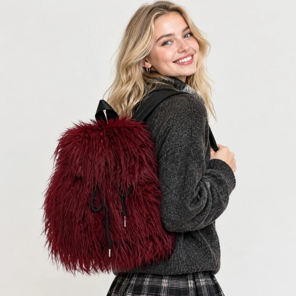 Fashion Autumn Winter Backpack Large Capacity Tassel School Bag Lightweight Multifunctional Shoulder Bag for Women