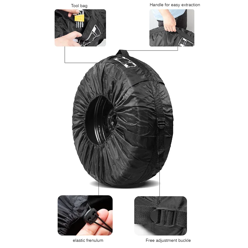 1PCS Universal Car Spare Tire Covers Case Auto Wheel Tires Storage Bags 210D Oxford Cloth Dust-proof Protector Car Styling