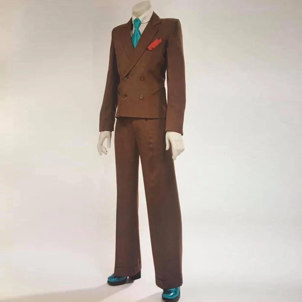 

Fashion Brown Men Suits High Quality Business Formal Occasion 2 Pieces Jacket Pant Double Breasted Male Clothing Classic