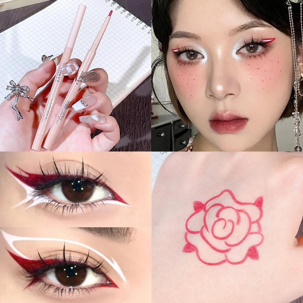 Waterproof Matte White Eyeliner Gel Pencil Korean Makeup for Women Long Lasting Quick Dry Colorful Red Brown Eye Liner Cosmetics