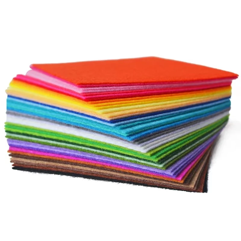 20/40pcs 1mm Mixed Color Non-Woven Felt Square Children\'s Cutting Art DIY Handmade Cloth 10/15cm For Tailoring Decorative Craft