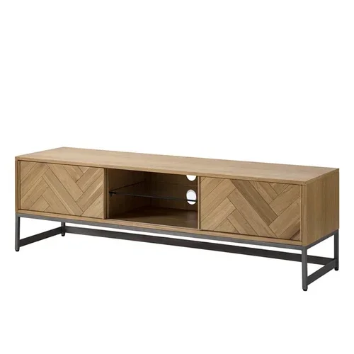 Herringbone Solid Wood TV Cabinet Wall Cabinet Small Apartment Furniture Mid-Ancient TV Stand