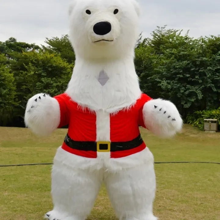 Christmas Outdoor Party Inflatable Giant Polar Bear Costume Christmas Mascot Inflatable Stuffed Animal Gift White Bear Costume