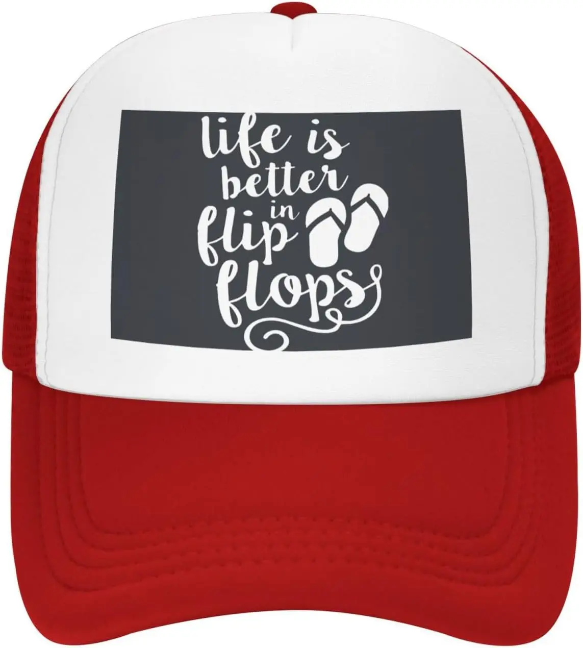 Life-is-Better-in-Flip-Flops-Trucker-Hat-Unisex-Adjustable-Mesh-Baseball-Cap-Casual-Summer