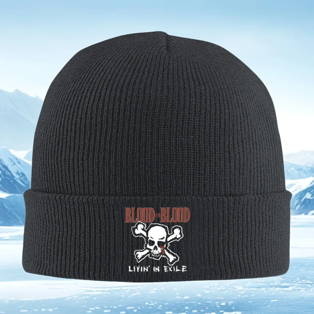 2026 Skull bones blood design exile Men Women Unisex Knitted Hat Beanie Pullover Cap Winter Thermal Warm Christmas Outdoor Cycli