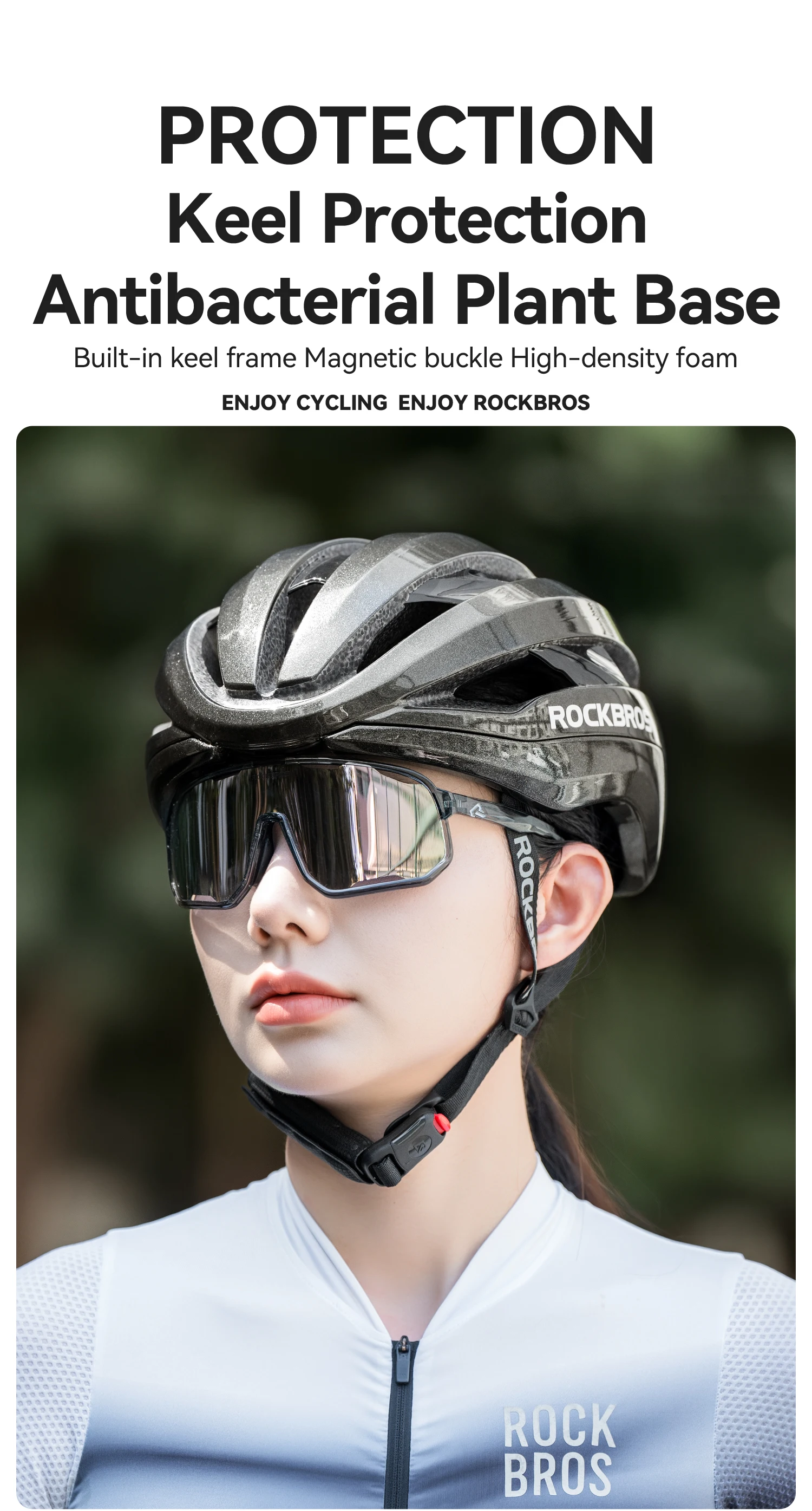 ROCKBROS Fahrradhelm ultraleicht atmungsaktiv hochfester Kopfschutz Sicherheitshelm Kopfbedeckung mit Schnellverschluss und magnetischer Schnalle – Detail 1