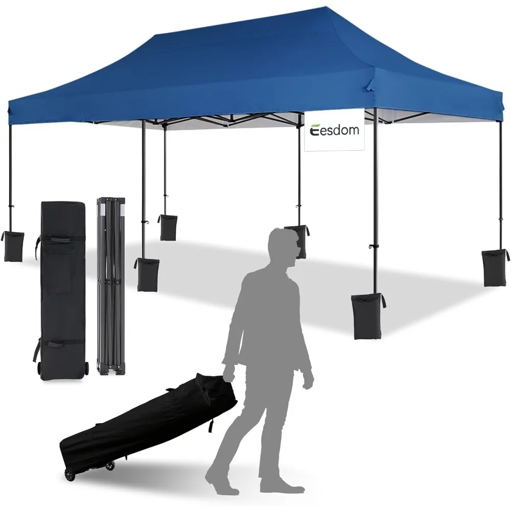 

10x20 Canopy Tent with Roller Bag, UPF50+, 6 Stakes & 6 Sandbags & 6 Ropes, Blue, Canopy
