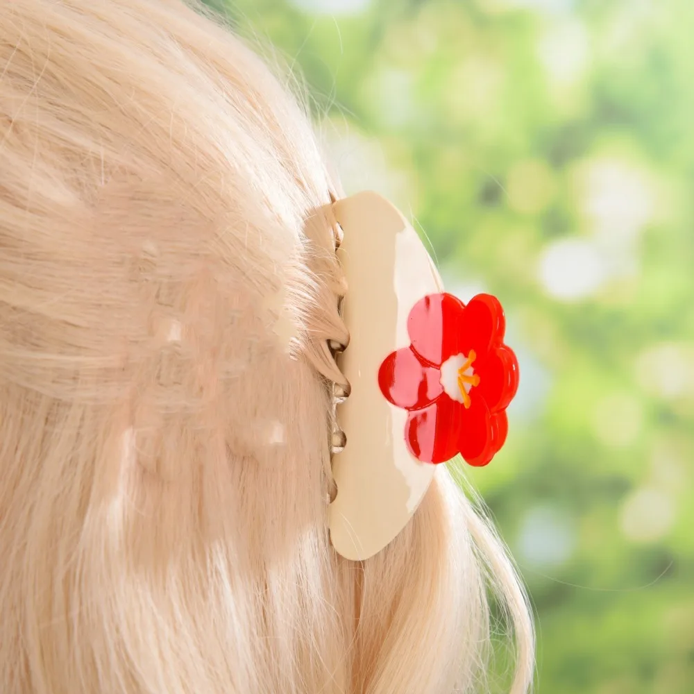 

Colorful Flower Acetate Hair Claw Rhinestone Hair Accessories Sakura Barrettes Hairpin Headwear Acetic Acid Shark Clip Daily