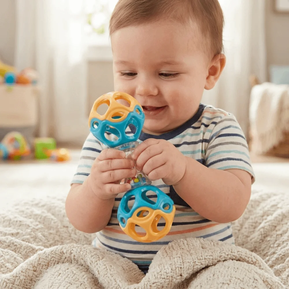 High Quality Colorful Rattle Ball Lightweight Plastic Rattle Newborn Sensory Early Education