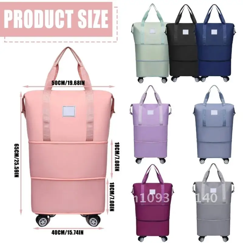 

Expandable Wheeled Duffle Bag for Travel and Sports with Dry Resistant Foldable Unisex Water Wet Bag Separation Luggage