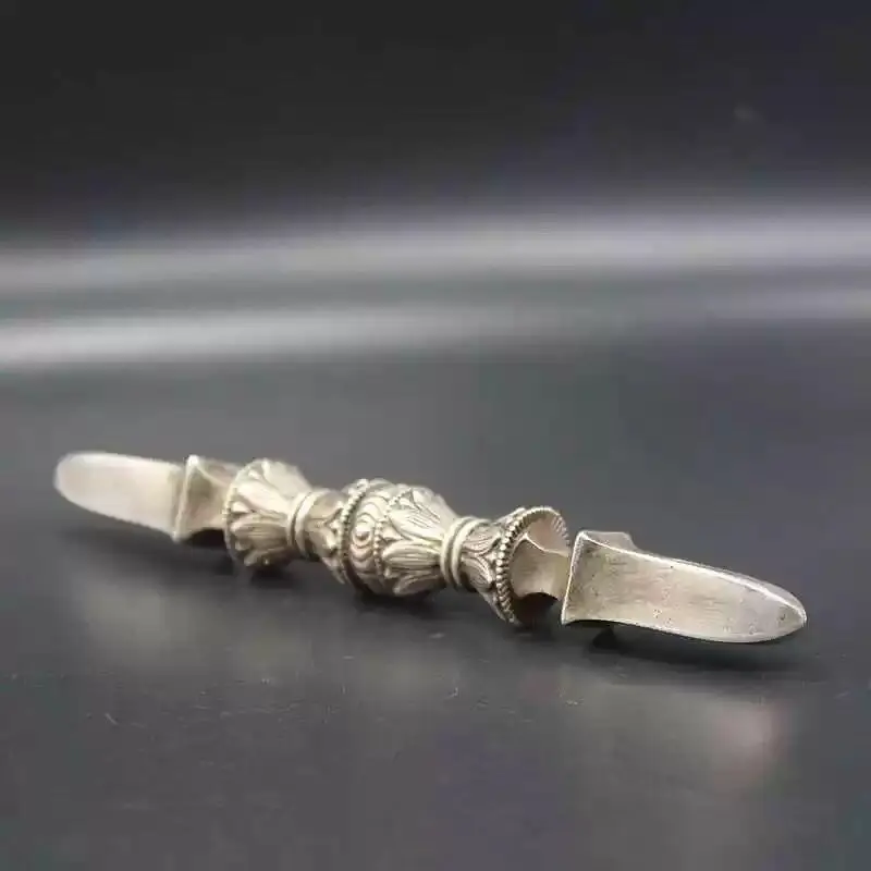 Antique Style Nepal Buddhist Vajra One Prong White Copper Ritual Artifact 200g