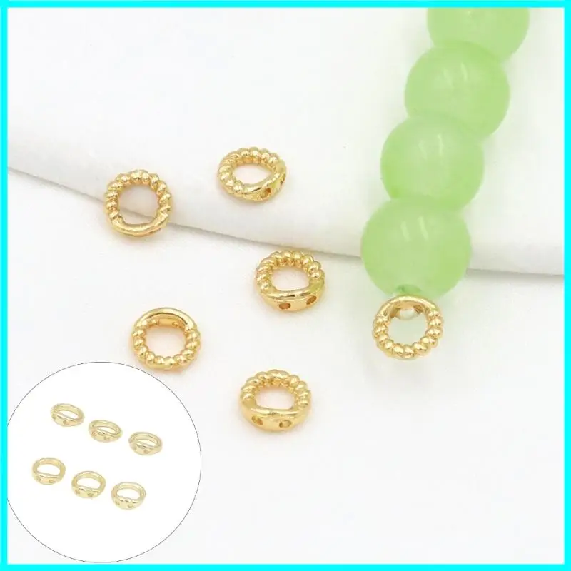 30pcs Round Frame Wrapped Bead Double Hole Ring Spacer Beads Cap for Jewelry Making DIY Bracelet Necklace Accessories