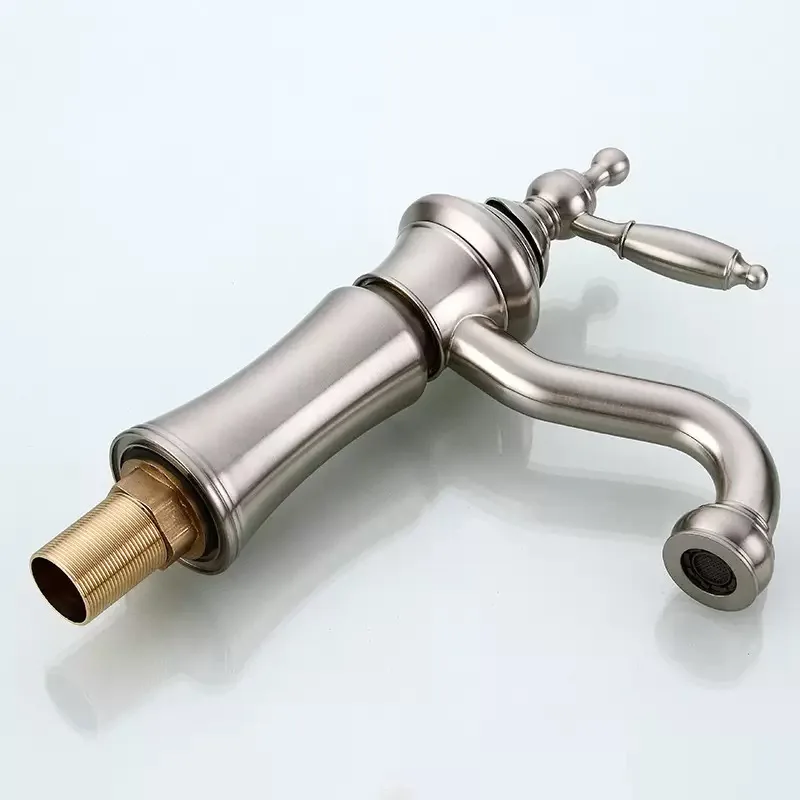 Wash-basin Faucet Black/Silver Brass Fashion Bathroom Large Bend Mouth Type Single Handle Faucet Sink Cold Hot Water Mixer Taps