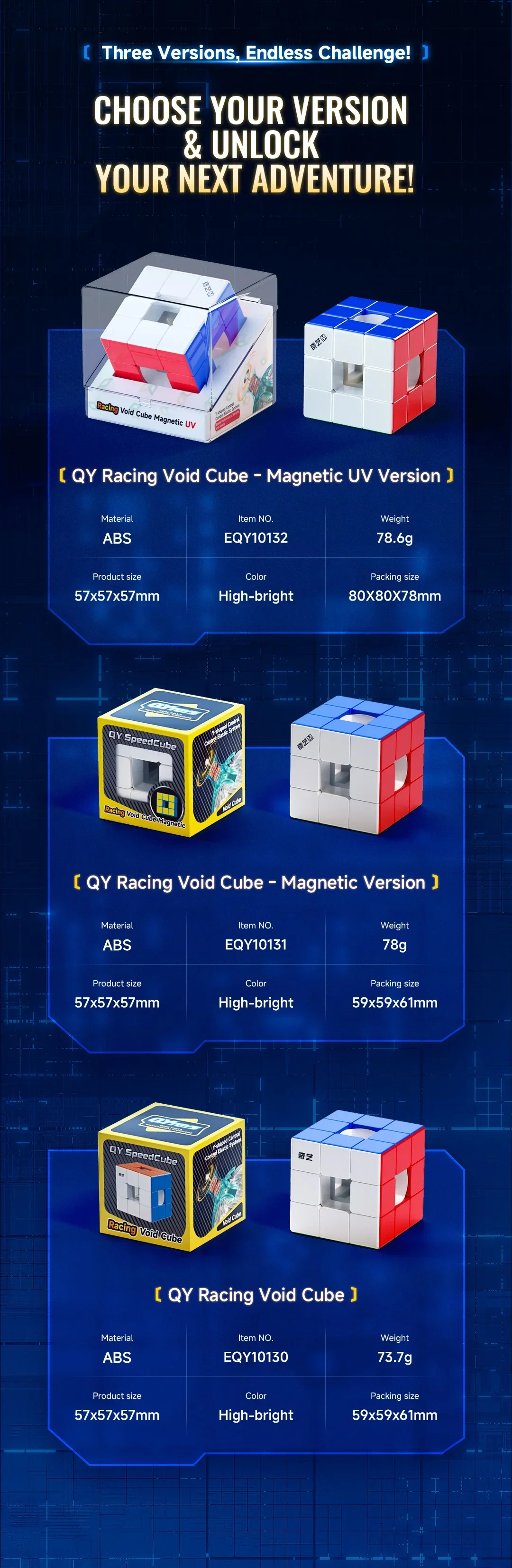 [MeowCube] QiYi 透明レーシングボイドキューブ LE 中空キューブ マジックスピードキューブ ハンズオン ステッカーレス プロフェッショナル フィジェットトイ パズル