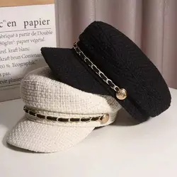 Autumn And Winter Hat Women's British Flat Top Retro Versatile Fashionable Duck Hat Artist Hat Octagonal Beret Spring And Autumn