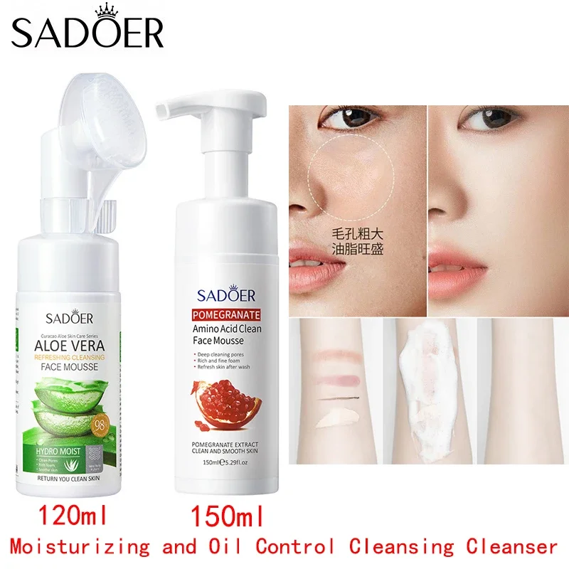 SADOER Cleansing Mousse Aloe Red Pomegranate Amino Acid Cleanser with Brush Head