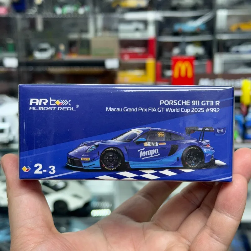 Bijna Echte 1:64 AR Porsche 911GT3 R DEBO Macau World Cup Hoogdetail Die-cast Alloy Automodel Statisch Display Hobby Perfect Cadeau