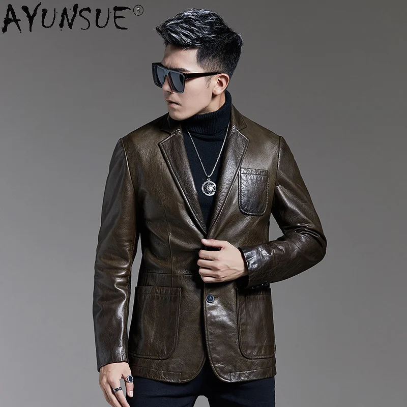 

AYUNSUE 100% Genuine Leather Jacket Men Spring Autumn 2024 Black Sheepskin Coats Men's Jackets Casual Jaqueta Masculina Gxy269