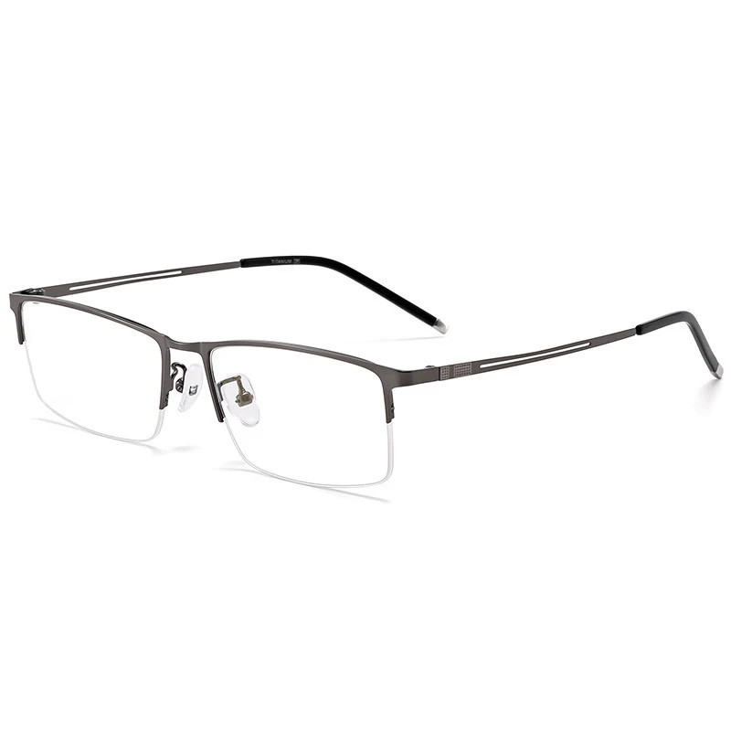 Men Minimalist Half Rim Reading Glasses Thin Metal Frame Anti Blue Light Presbyopic Eyeglasses Business Lightweight Eyewear