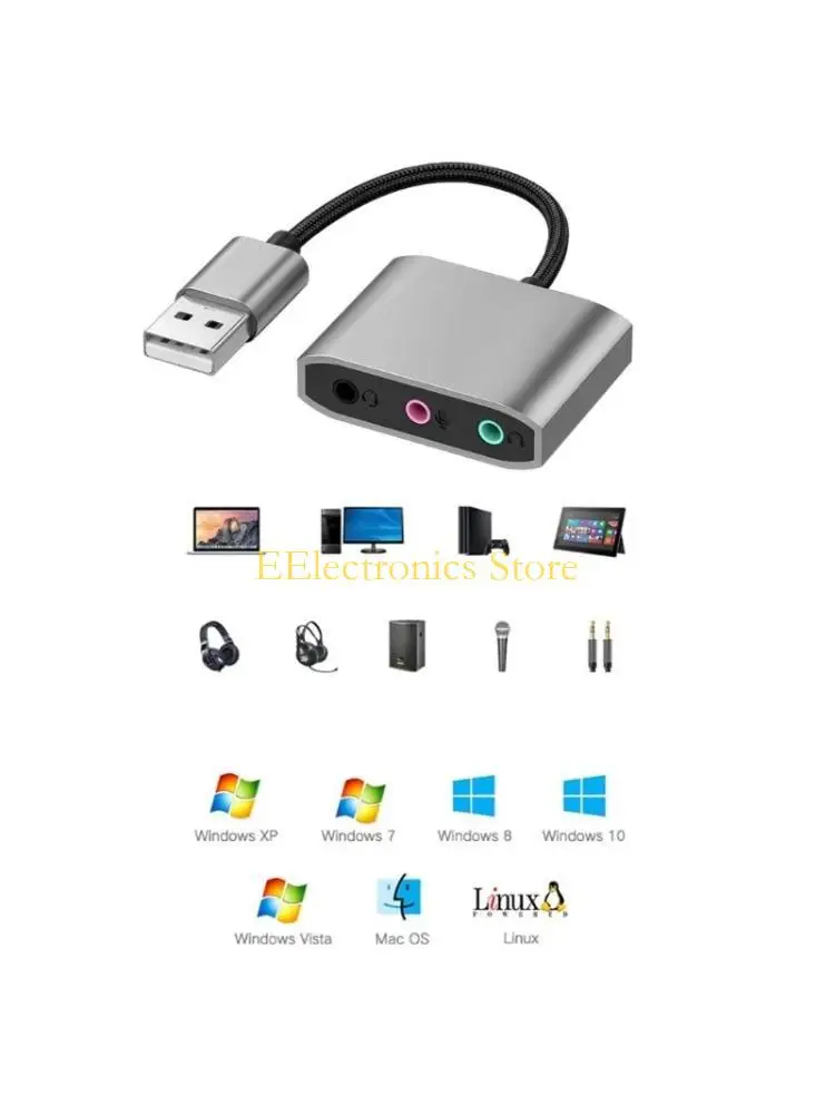 

B03C Универсальный преобразователь USB в разъем 3,5 мм, внешняя звуковая карта обеспечивает качественный звук для вашей игровой
