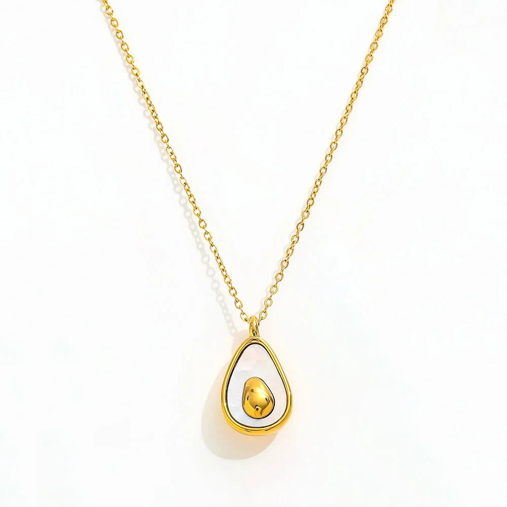 

Joolim Jewelry High End PVD Wholesale Waterproof Versatile Fashion Dainty Shell Avocado Fruit Pendant Necklace For Women
