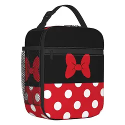 Cartoon Minnie Thermal Insulated Lunch Bags Women Animated Polkadots Lunch Tote for Outdoor Picnic Multifunction Food Box