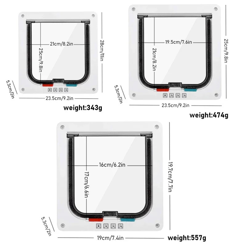 

Plastic Free Flap Magnetic Lockable Gate Door Two Exit Safe Entry Small Limiter Kit Pet White Cat Way