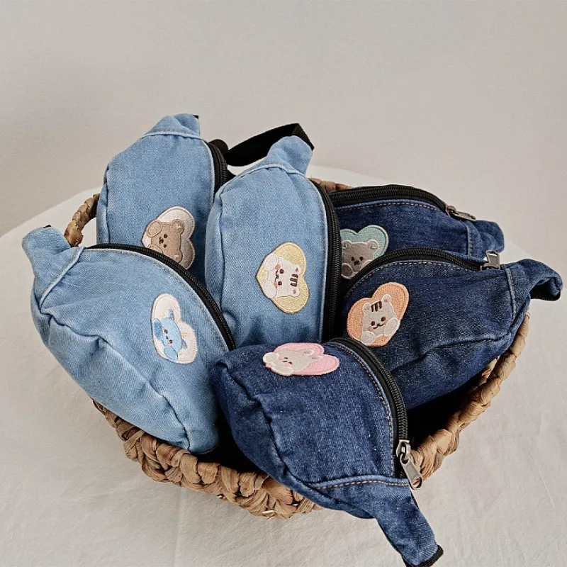 

Джинсовая поясная сумка для детей, модная Забавная детская сумка для маленьких мальчиков и девочек, легкая нагрудная Сумочка, крутые сумки на плечо