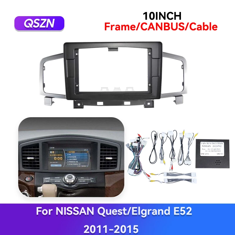 QSZN For NISSAN Quest/Elgrand E52 2011-2015 Cable Wiring Car Frame Fascia Adapter Canbus Box Decode Android Radio Dash Panel