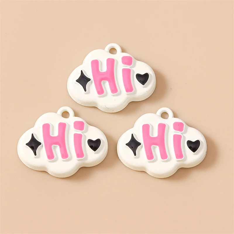 Leslie 20 Stück niedliche, farbenfrohe Cartoon-Wolken-Charms mit Hi-Buchstaben, passend für DIY-Ohrringe, Halsketten, Schmuckherstellung, handgefertigte Accessoires – Detail 8