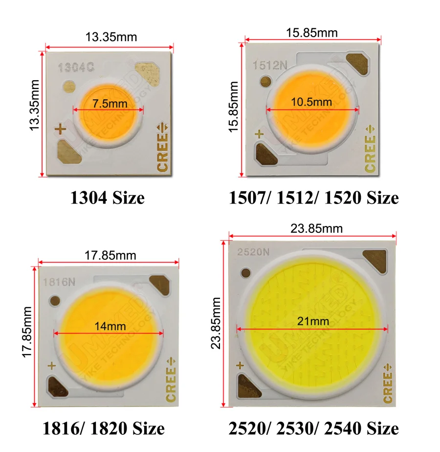 Imagem -02 - Cob Led Emissor Lâmpada Lâmpada Faça Você Mesmo para Baixo Natureza Branca Branco Quente Original Cree Cxa 2520 Cxa2530 Cxa2540 4500k 3000k 5700k 10 Pcs