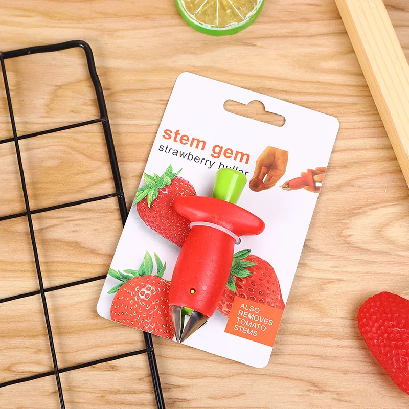 2pcs Funny Strawberry Stem Leaves Huller Remover Detachers Removal Fruit Corer Creative Stuff Kitchen Gadgets