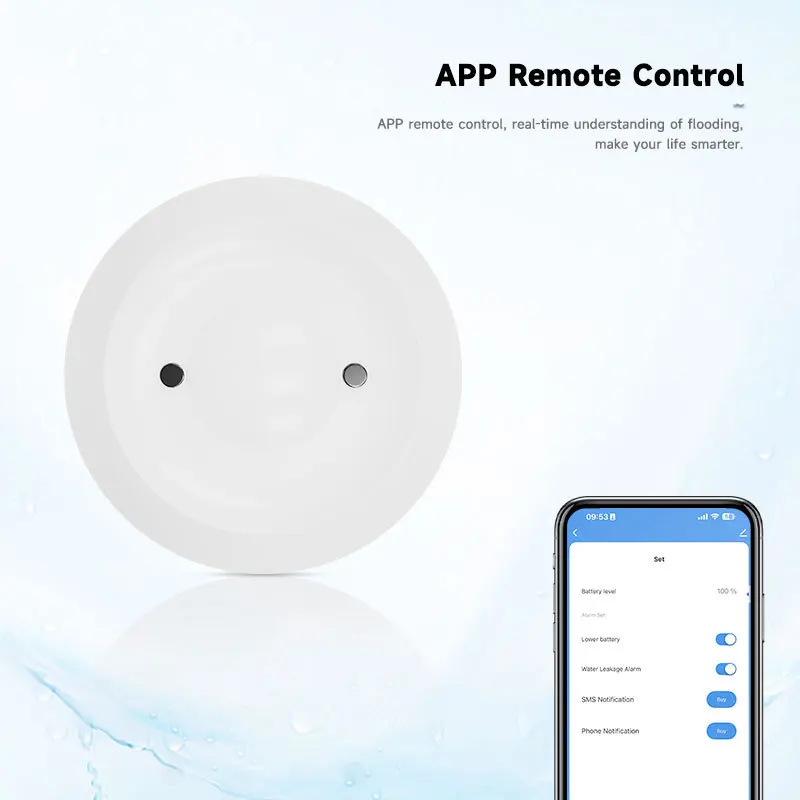 Tuya ZigBee Water Leakage Alarm Detector Flood Sensor Water Linkage Automation Smart Life Remote Monitoring with Zigbee Gateway