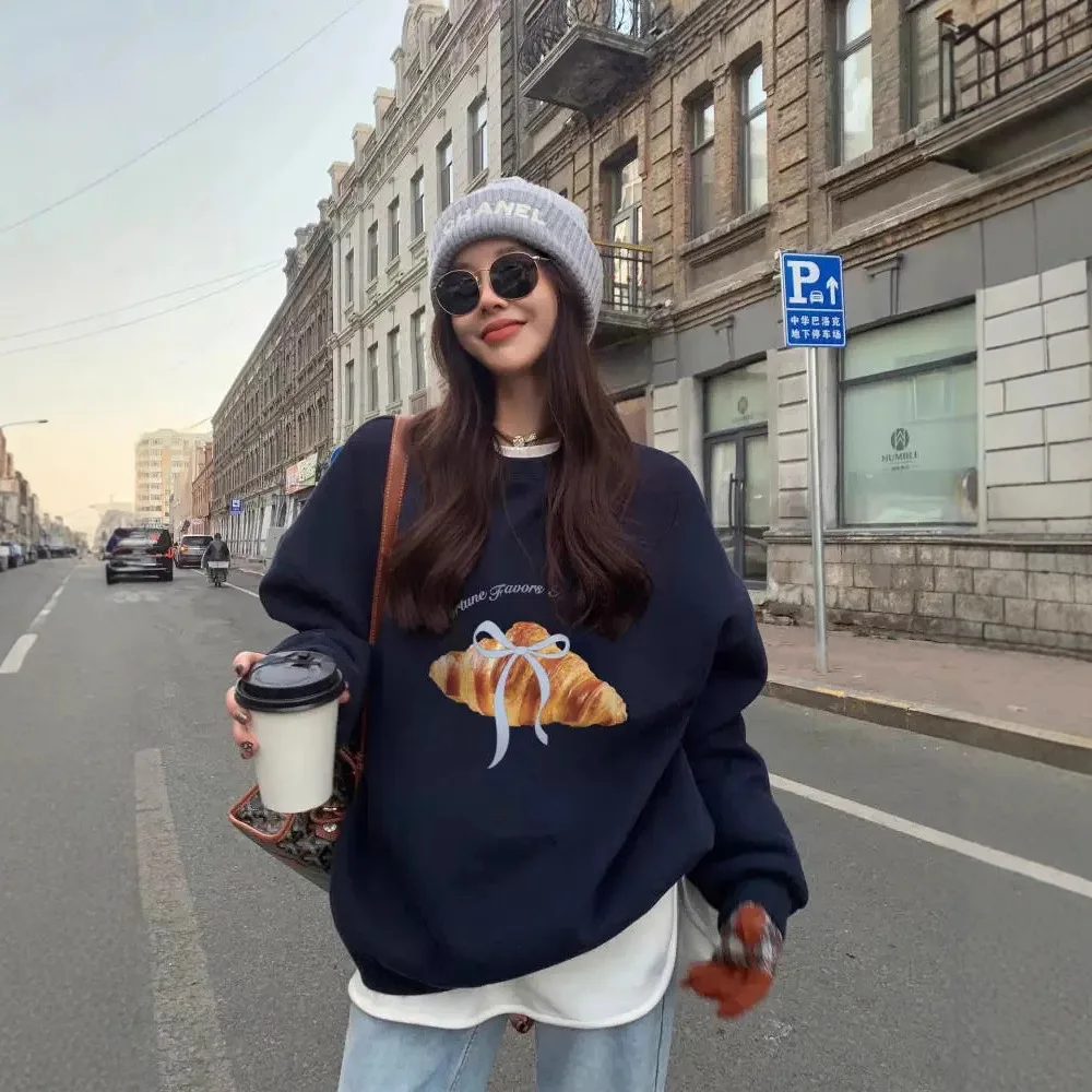 

Loose Version Crew Neck Sweater Women's 2025 Autumn and Winter New Thickened Heavy Top Jacket