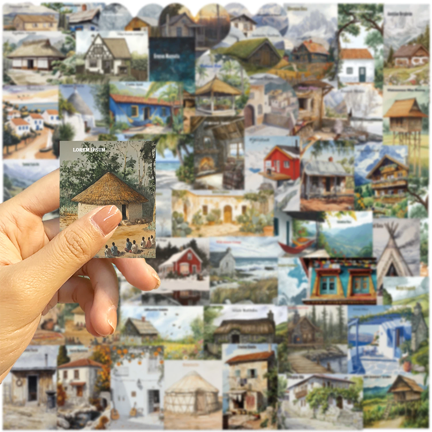 50 pezzi di ambra Haven Village Wall Art adesivi impermeabili scuola per scrapbook journaling laptop paraurti skateboard bottiglia d'acqua