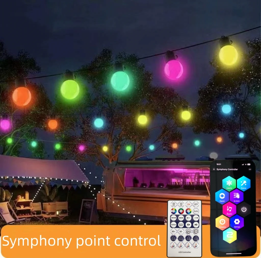 Guirxiété lumineuse LED G50, contrôle du point de déconnexion USB, étanche, intensité variable, télécommande Bluetooth pour téléphone portable, décoration de Noël