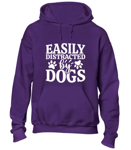 

Polarshe EASILY DISTRACTED BY DOGS HOODY HOODIE DOG LOVER ANIMALS FUNNY CUTE DESIGN TOP