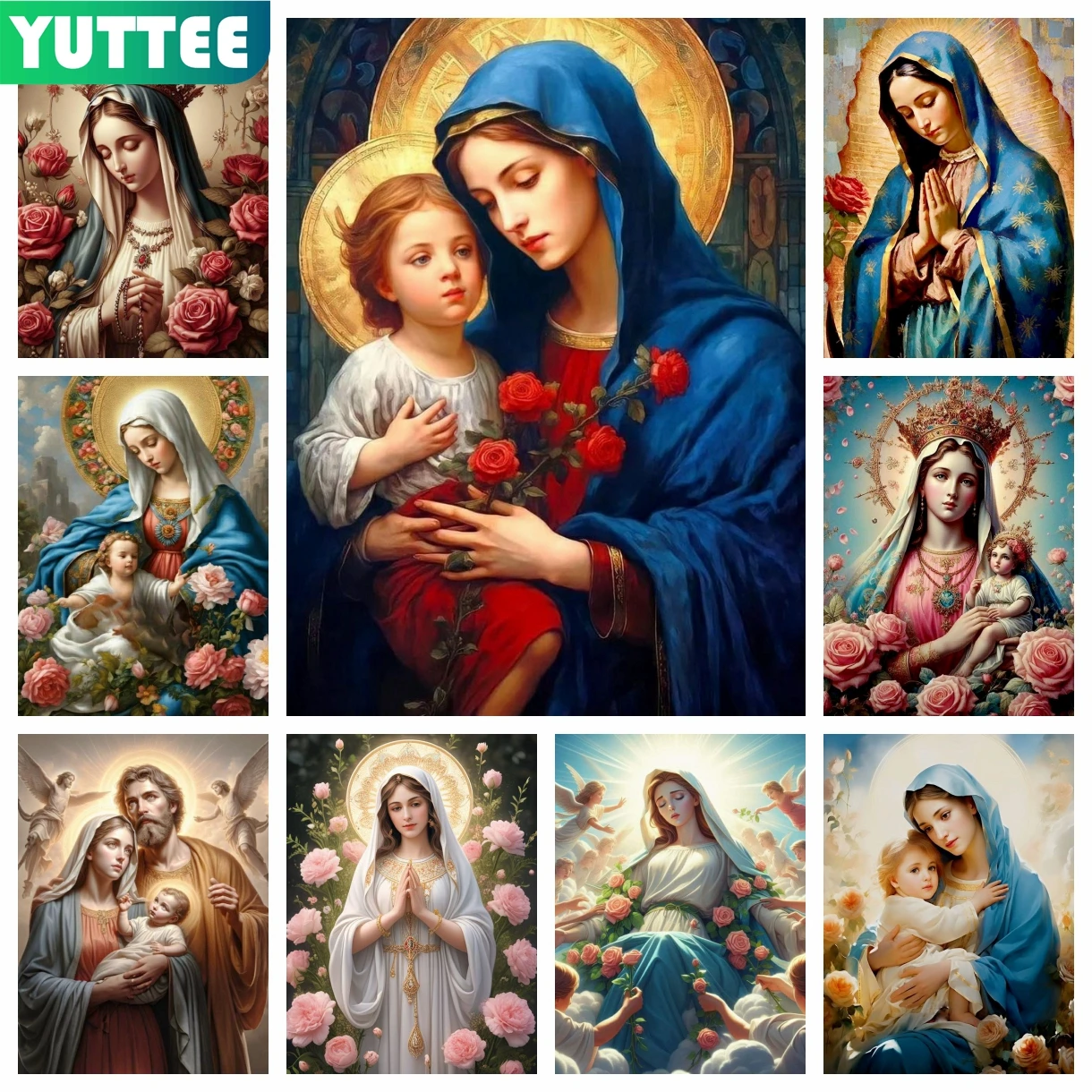 

Jesus Missionary Gospel Virgin Mary 5D DIY Diamond Painting Religious Cross Stitch Kit Mosaic Embroidery Home Decor Gift