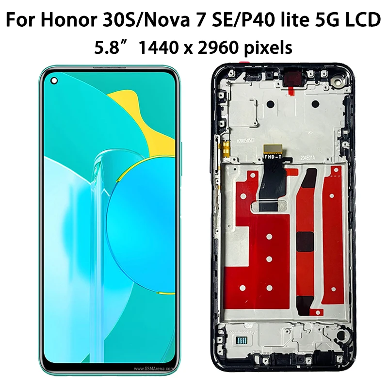 6.5“nova 7 SE CDY-AN00 Display For Huawei P40 Lite 5G CDY-NX9A lcd Touch Panel Screen Digitizer For Honor 30S CDY-AN90 LCD Frame image 4